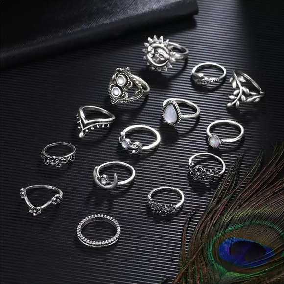 NEW! 14 Piece Boho Midi Knuckle Rings Set - Picture 4 of 6